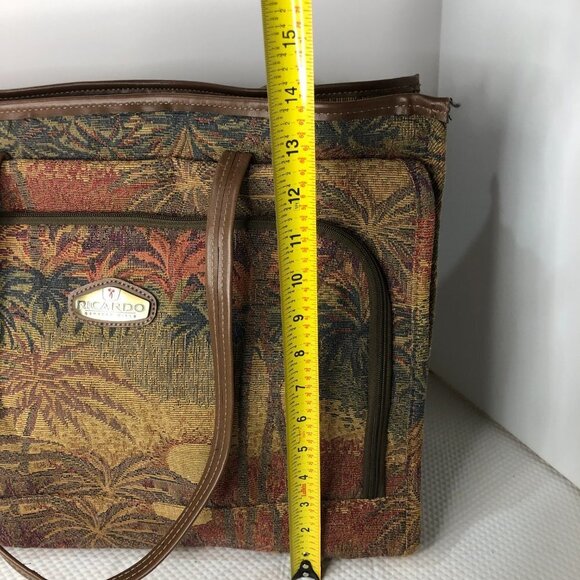 NWOT Ricardo Beverly Hills Palm Trees Large Tapestry Travel Tote Carry On Bag - Picture 11 of 13
